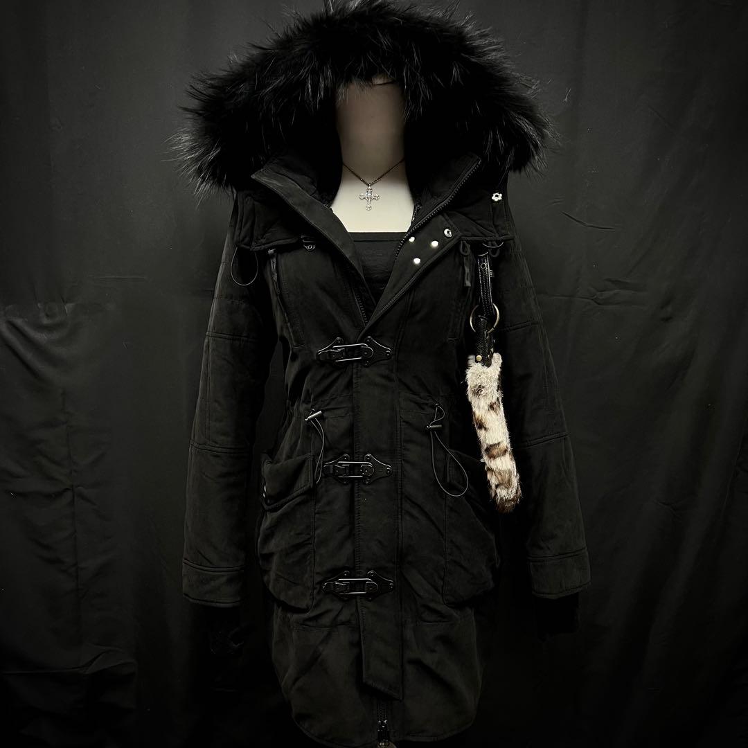 平成ギャル　y2kグランジ　ダークコア　リアルファー付き　モッズコート　N-3B