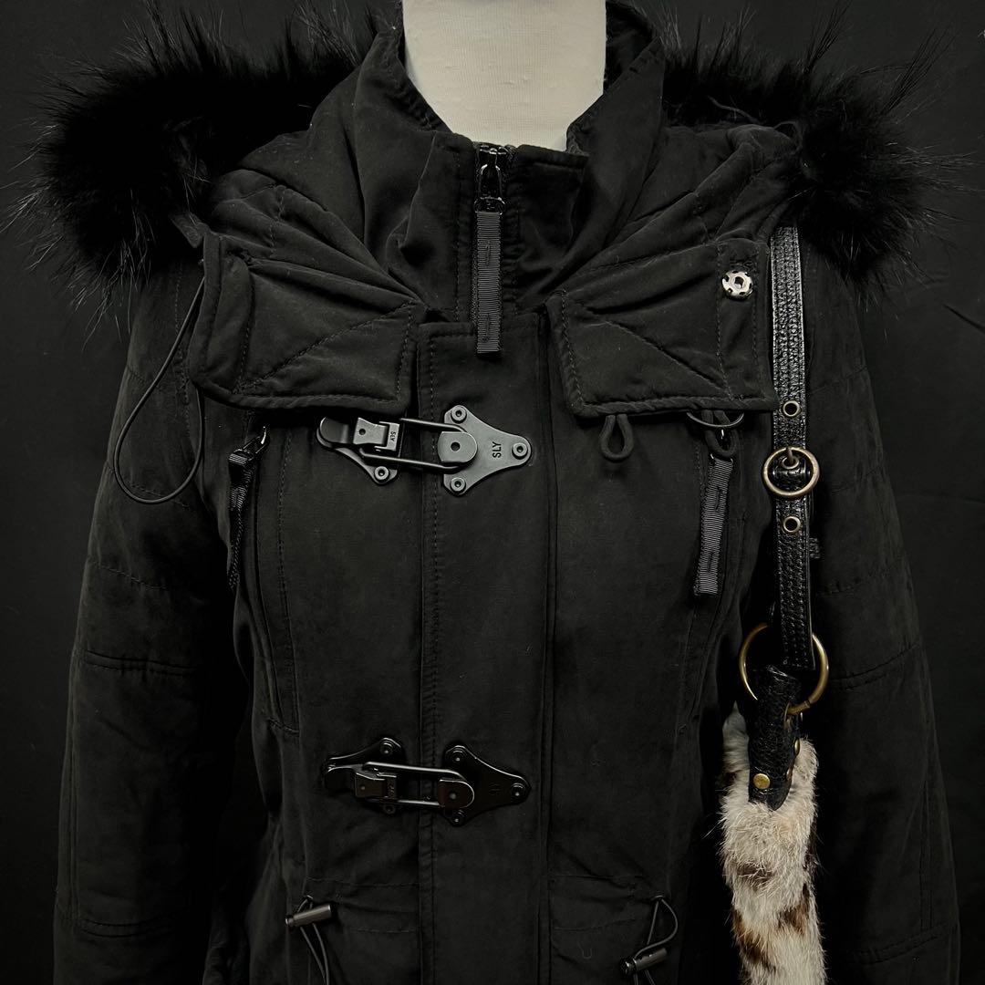 平成ギャル　y2kグランジ　ダークコア　リアルファー付き　モッズコート　N-3B