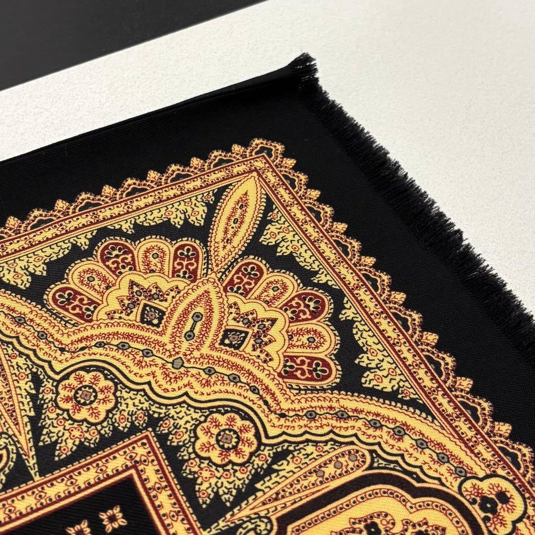 美品 希少 イタリア 製 RRL ペイズリー 総 柄 ウール ストール ブラック