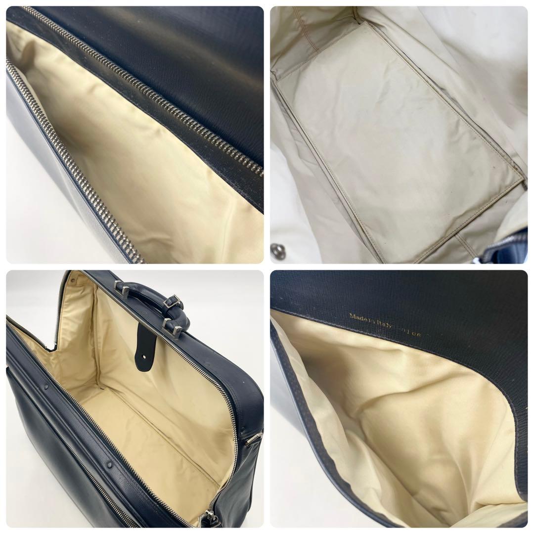 【廃盤/美品】Valextra エッセシリーズ ボストンバッグ 2wayネイビー