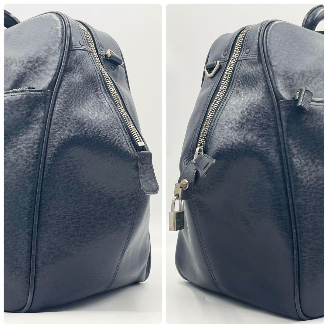 【廃盤/美品】Valextra エッセシリーズ ボストンバッグ 2wayネイビー