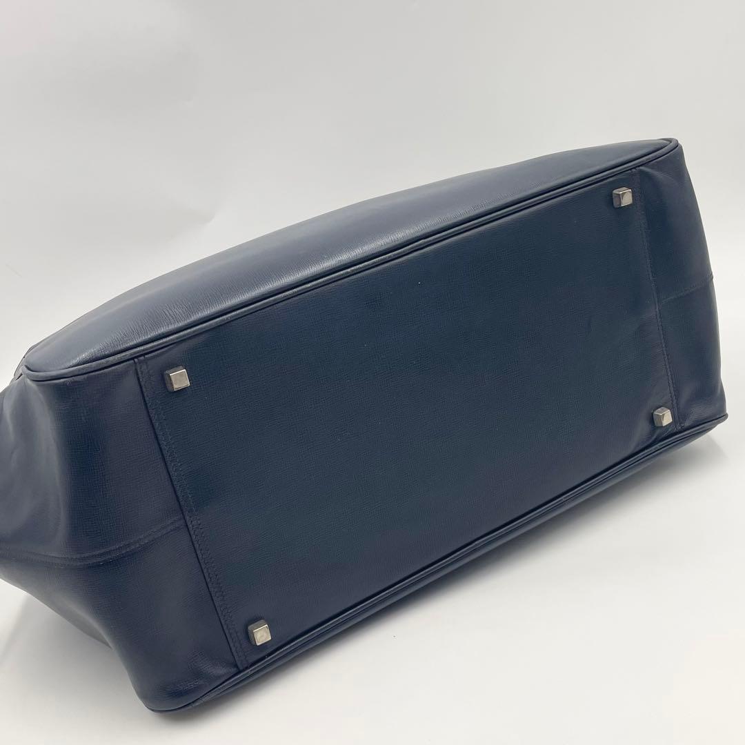 【廃盤/美品】Valextra エッセシリーズ ボストンバッグ 2wayネイビー