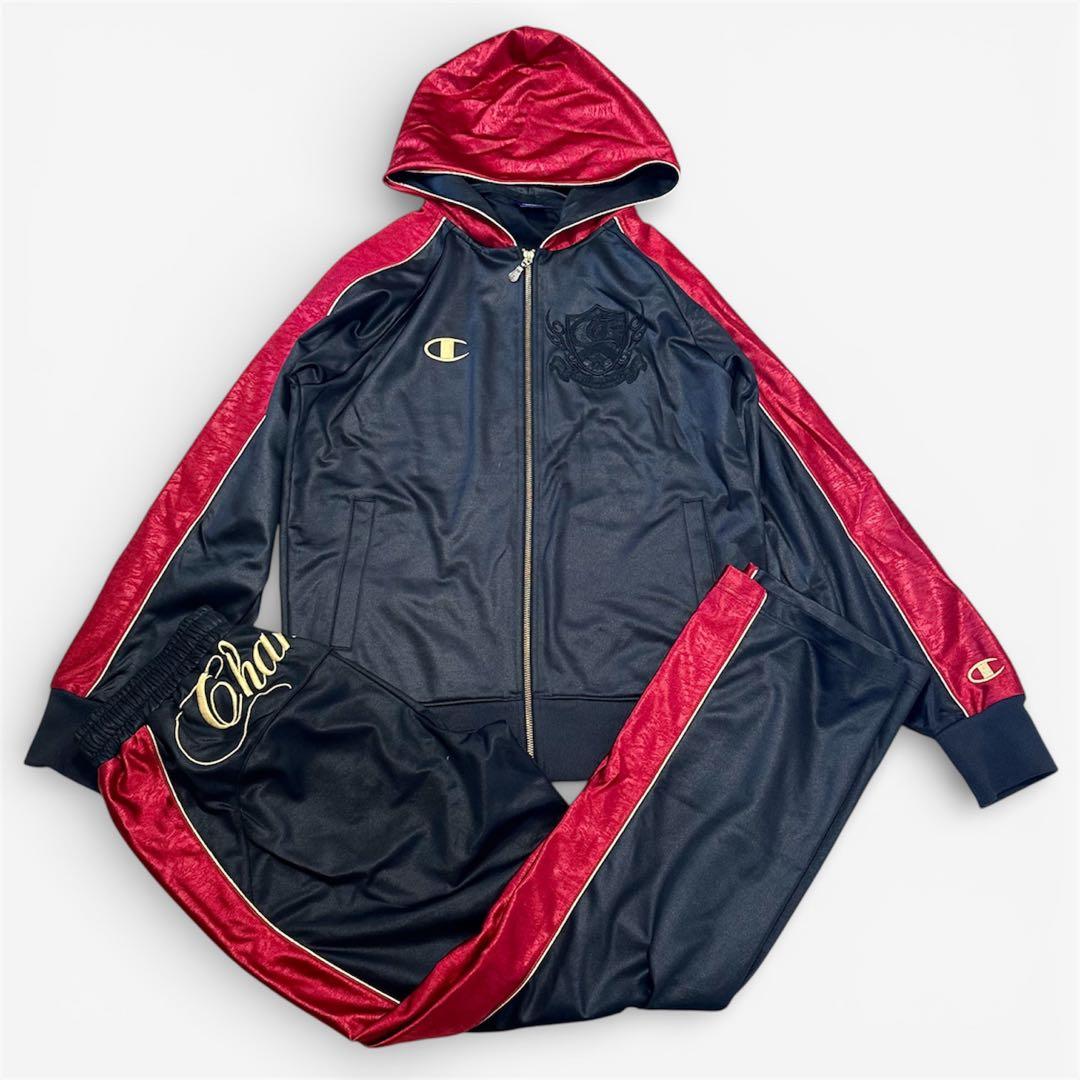 【魔裟斗モデル】Champion チャンピオン 刺繍 黒×赤 セットアップ L