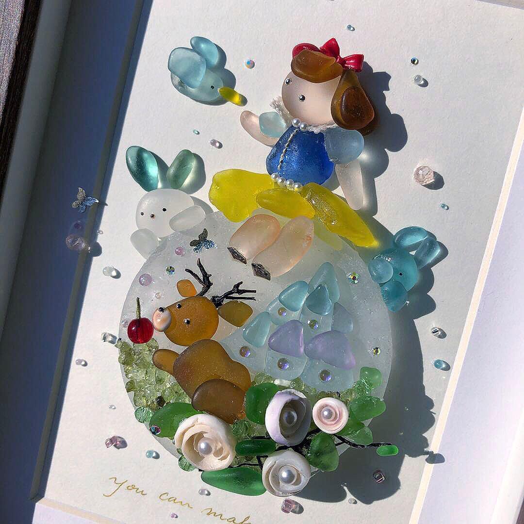 シーグラスアート ⭐️ ヒーリング 森のプリンセス キャッスル