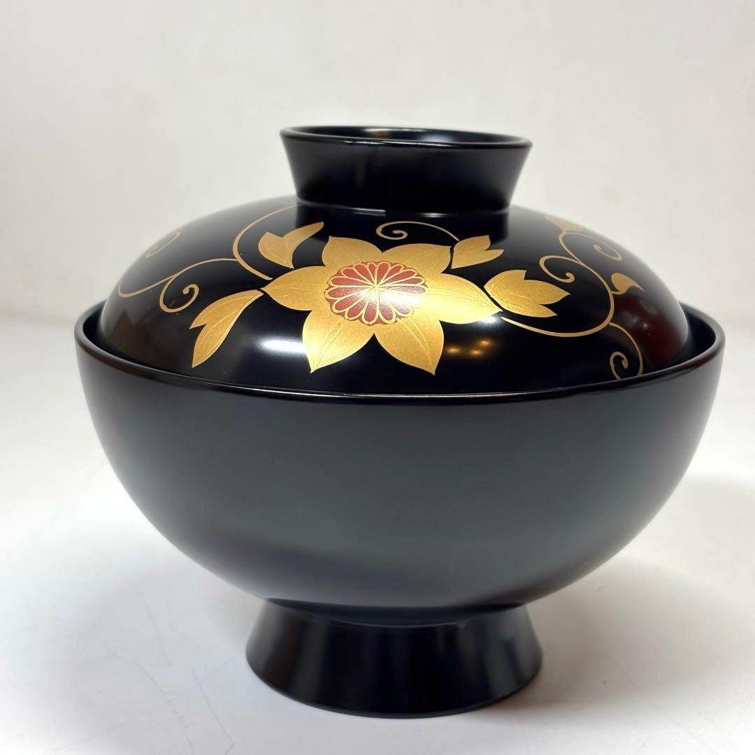 【未使用】　輪島塗　鉄仙蒔絵付 吸物椀五客　木箱付 送料無料