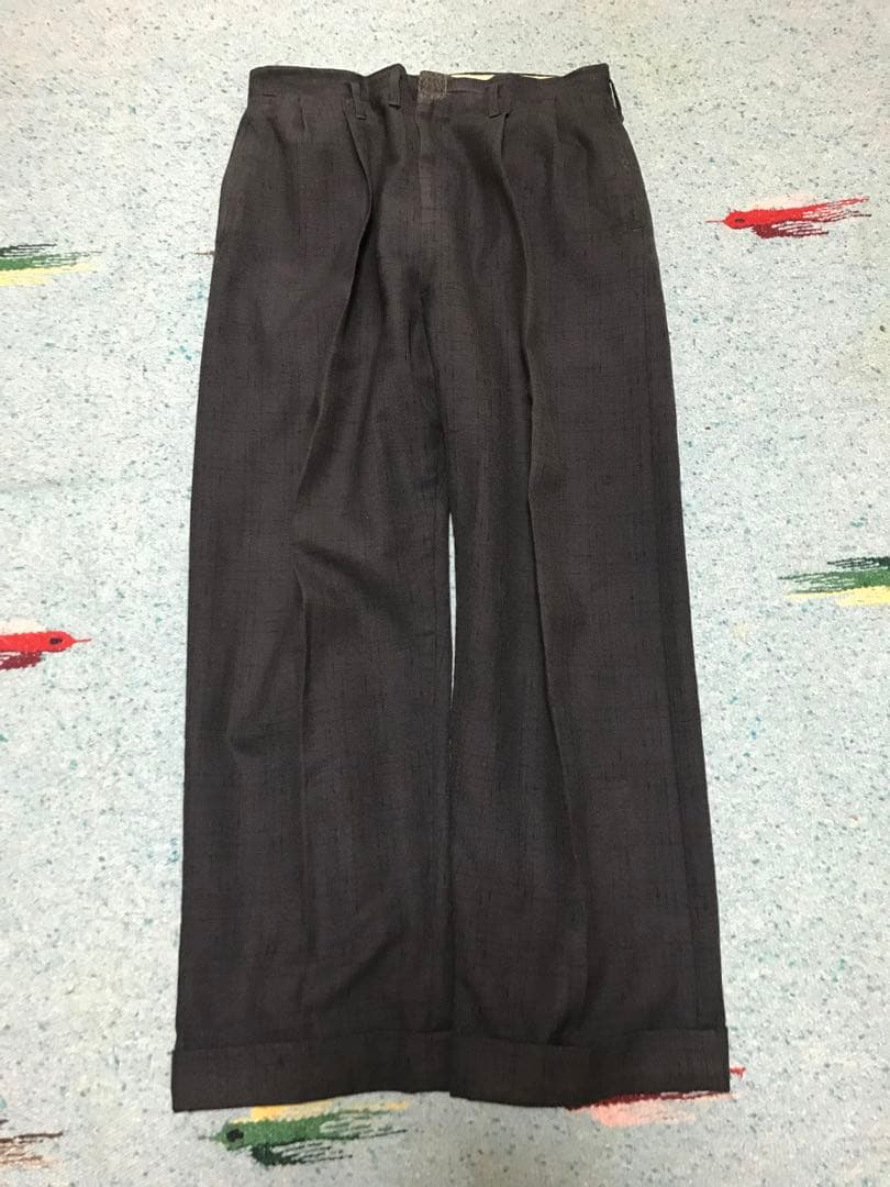 50s スペシャル 絣柄 レーヨン ギャバジン スラックス ブラック 黒 グレー