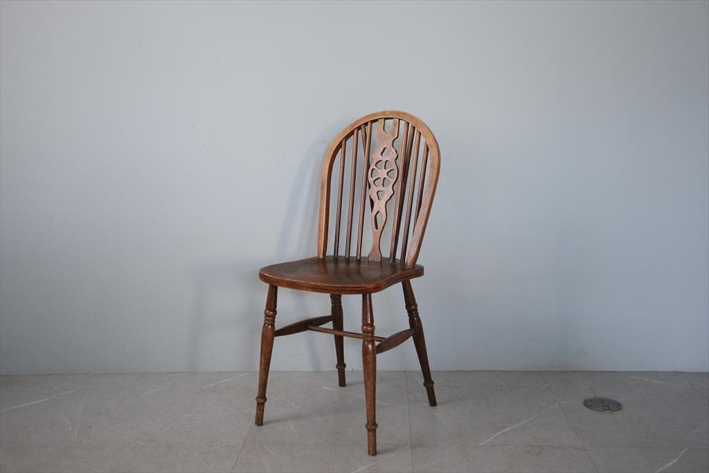 英国アンティーク木製ホイールバックチェア/ダイニングイス/椅子(91-196-1