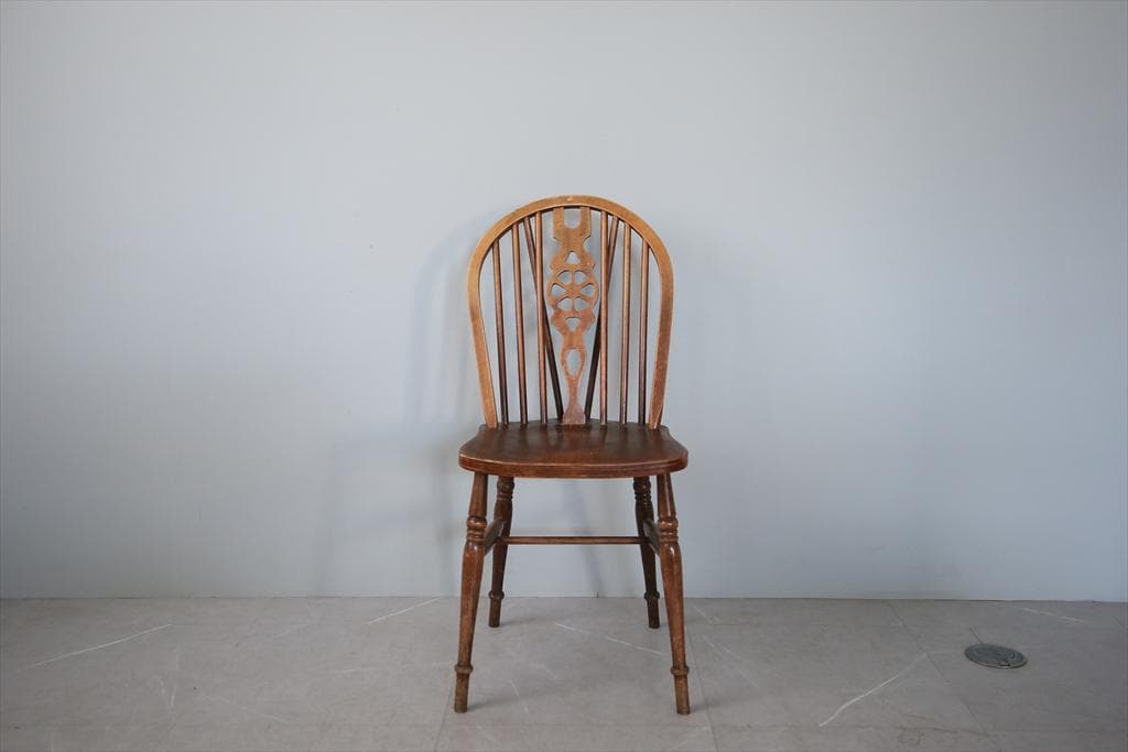 英国アンティーク木製ホイールバックチェア/ダイニングイス/椅子(91-196-1