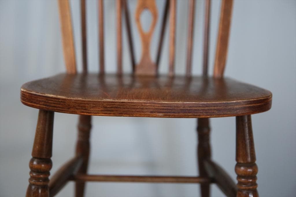 英国アンティーク木製ホイールバックチェア/ダイニングイス/椅子(91-196-1