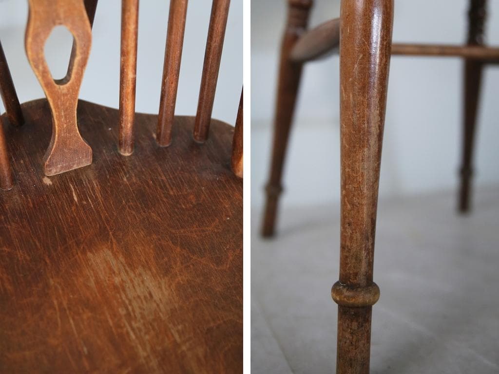 英国アンティーク木製ホイールバックチェア/ダイニングイス/椅子(91-196-1