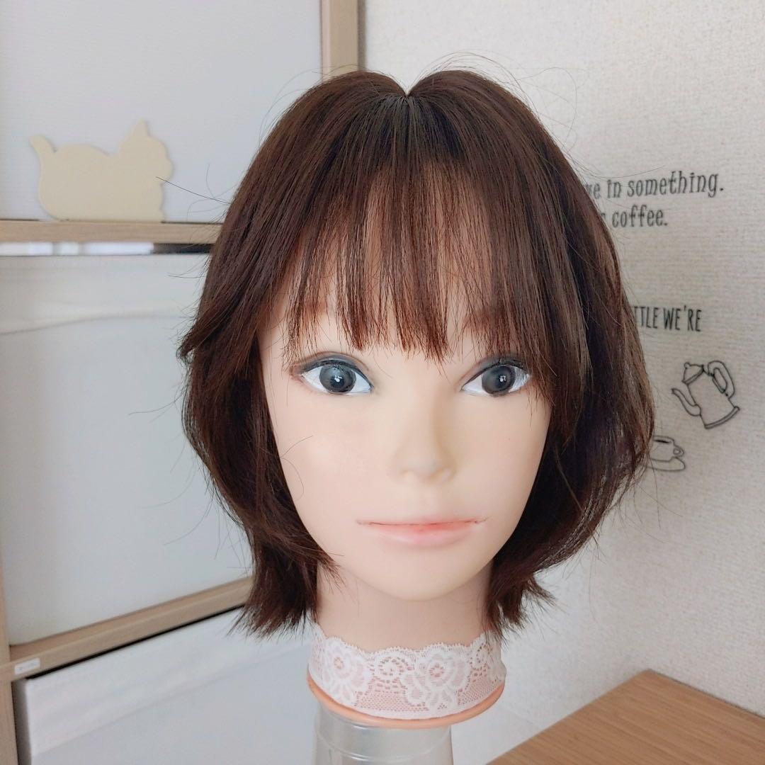 ✨サラサラ人毛100%ウイッグ✨外ハネレイヤーブラウン　フルウイッグ　かつら