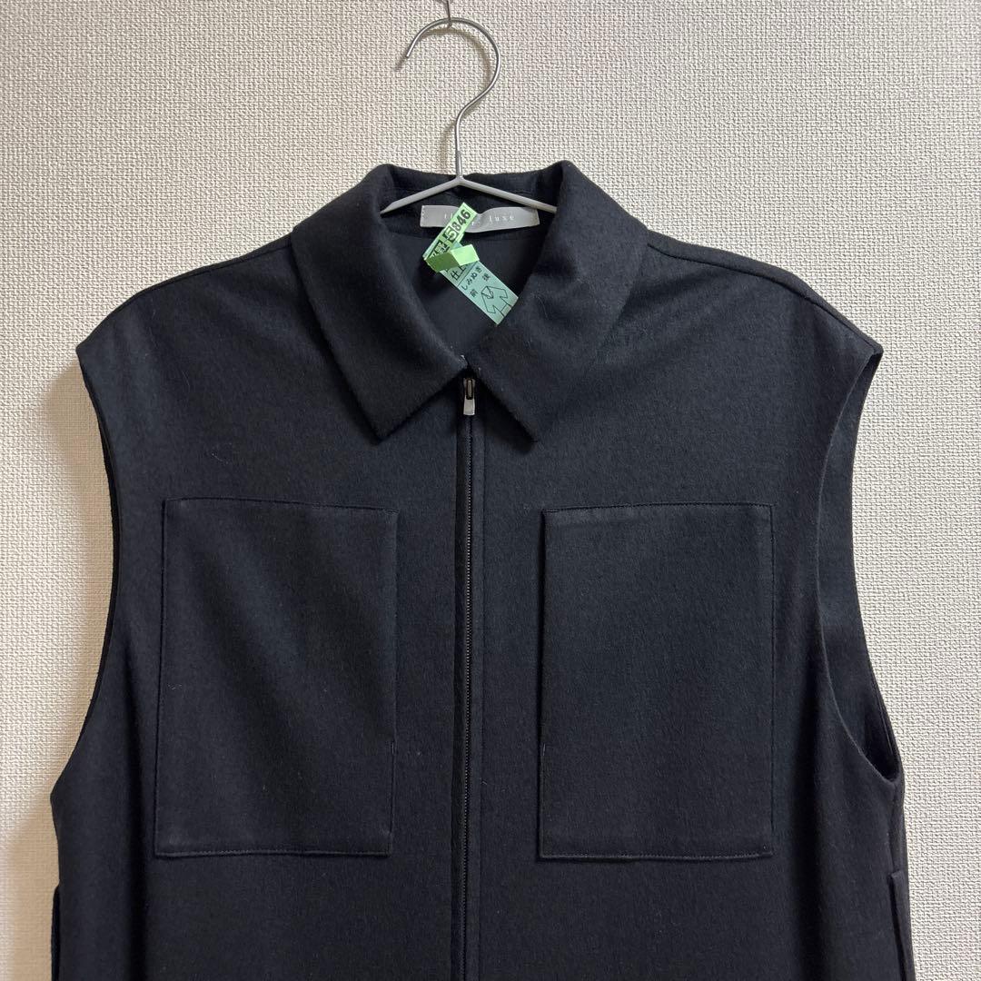 セオリーリュクス　ベスト　ジレ　ブラック　襟付き　38号　黒　ロング　フォーマル