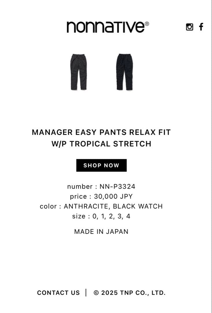 パンツ nonnative MANAGER EASY PANTS RELAX FIT
