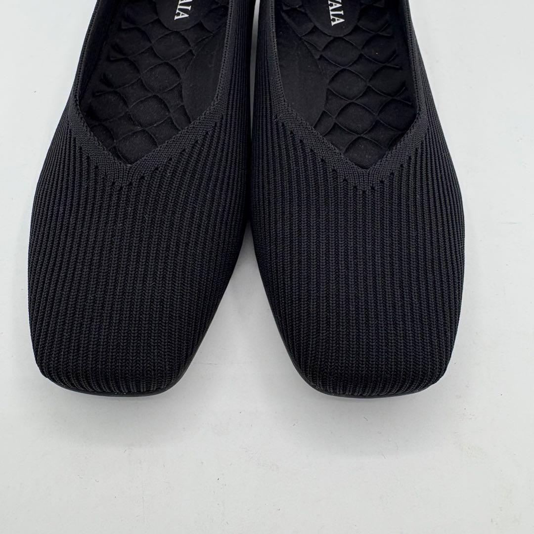 【未使用】ビバイア　【24.5cm】フラットシューズ　スクエア　Vカットブラック