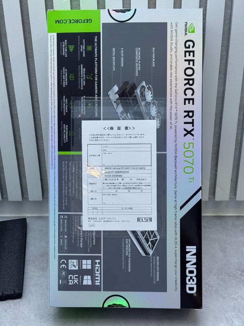 ELSA RTX5070TI X3 OC 16GB INNO3D 保証期間内