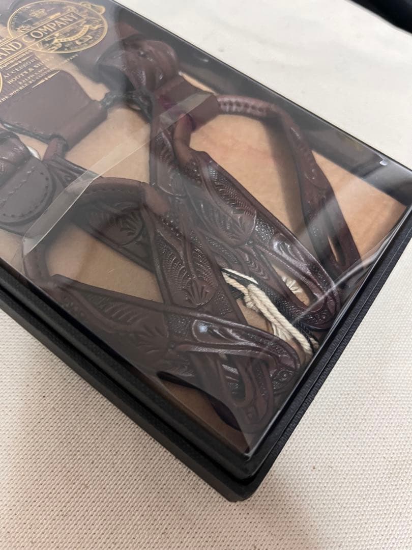 【未使用】ダブルアールエル RRL レザー カービング サスペンダー ブラウン