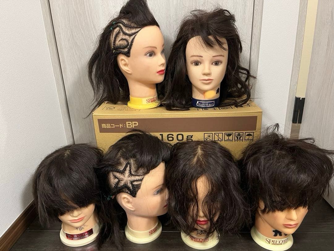 カットウィッグ　カットマネキン6体　美容師　理容師