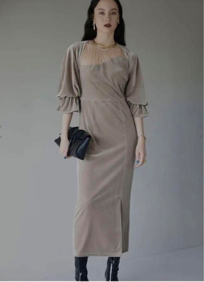 AMERI （アメリ） 2WAY CURVE VELOURS DRESS