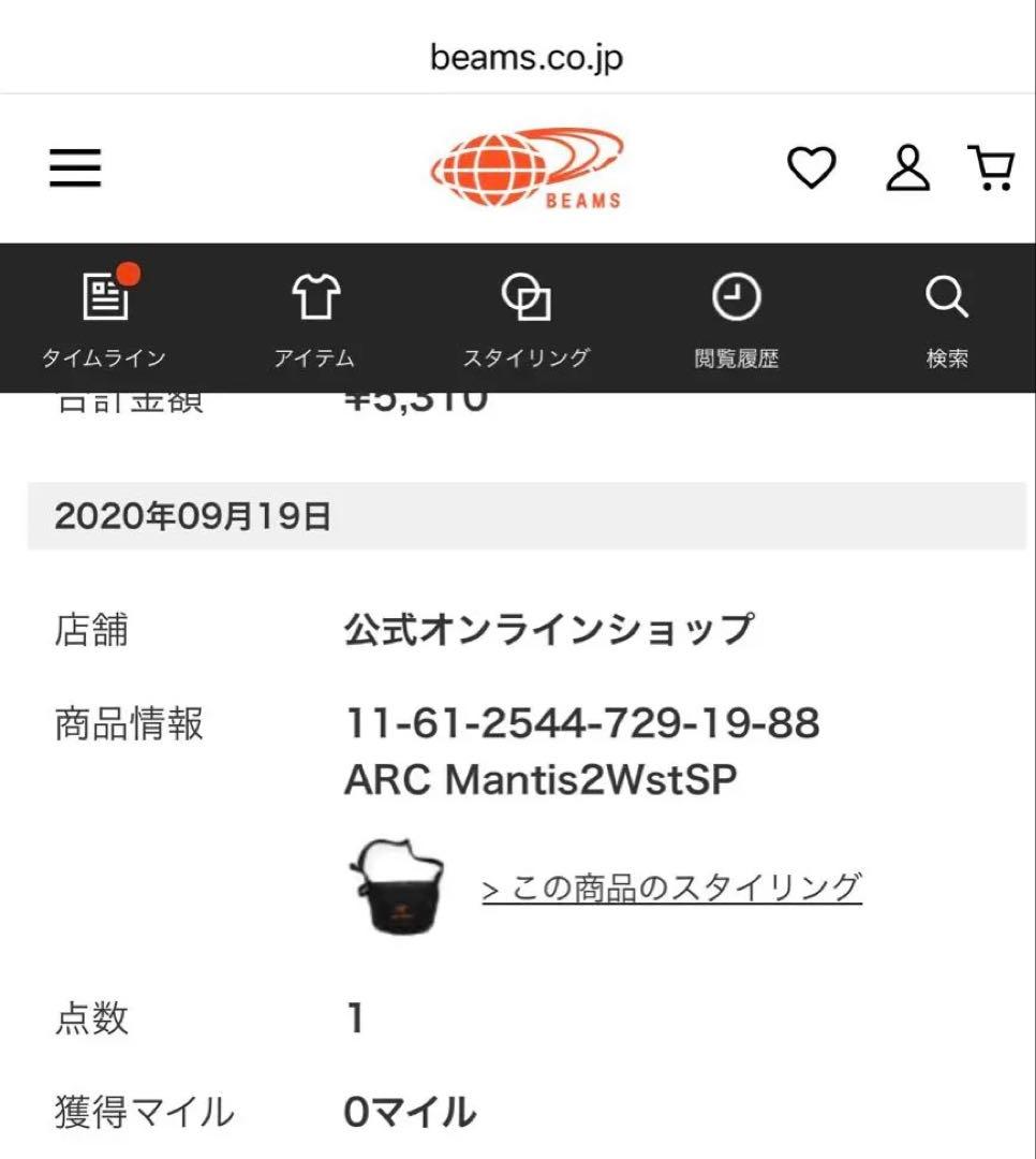 アークテリクス ビームス別注 ARC'TERYX MANTIS 2 廃盤 レア
