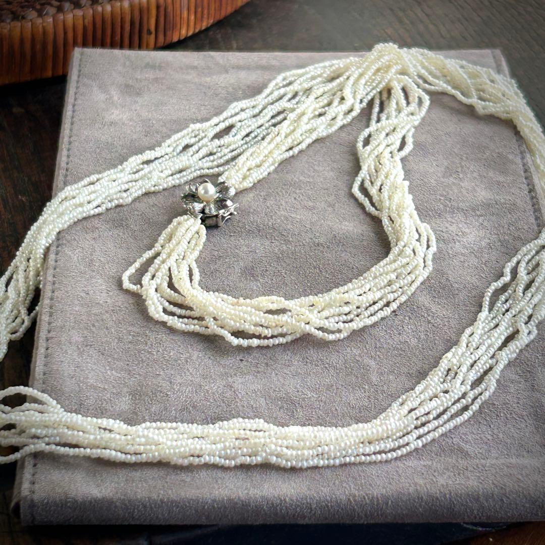 あこや本真珠　極芥子10連ロングネックレス　　砂芥子