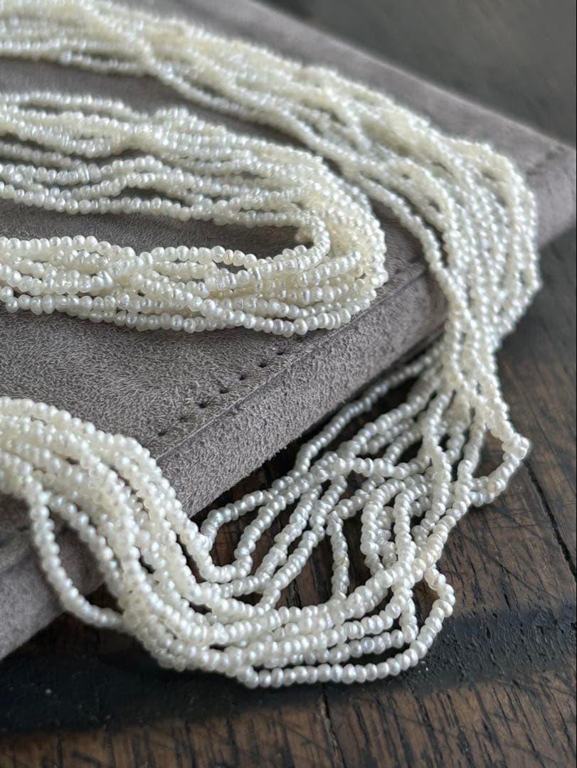 あこや本真珠　極芥子10連ロングネックレス　　砂芥子