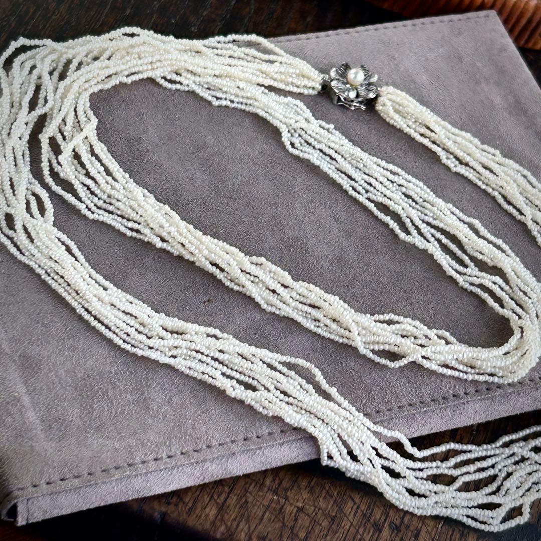 あこや本真珠　極芥子10連ロングネックレス　　砂芥子