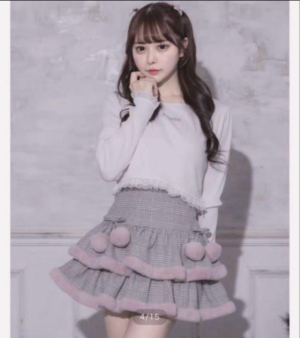 pium♡ファー付きティアードミニスカート 正規品 ブランドタグ洗濯タグ有