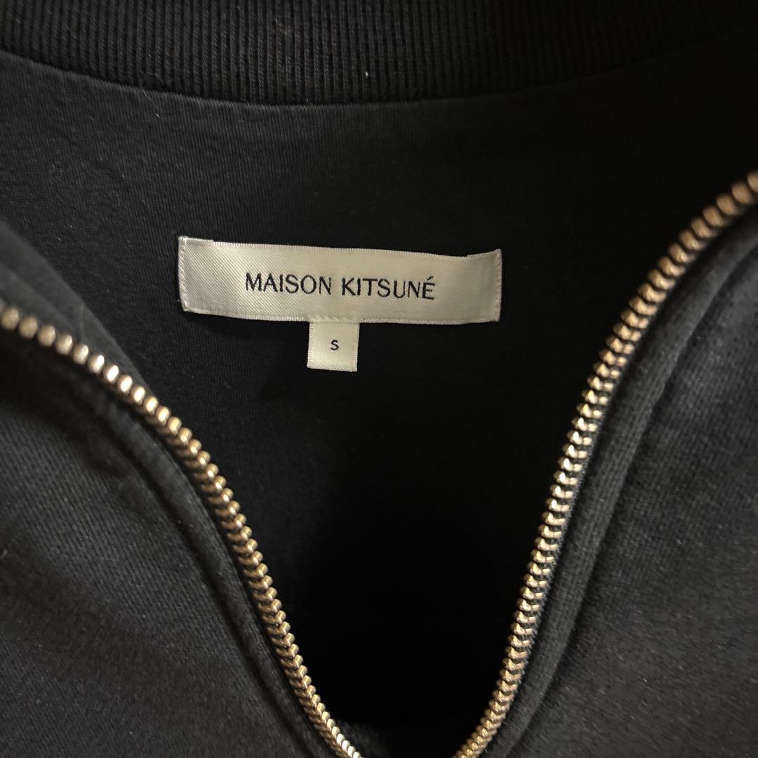 MAISON KITSUNÉ ブラック ジップアップ トレーナー S