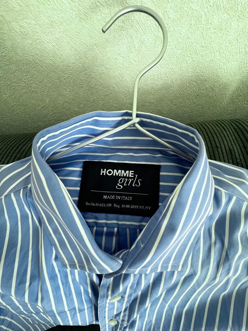 トップス CROPPED SHIRT CLASSIC STRIPE hommegirls