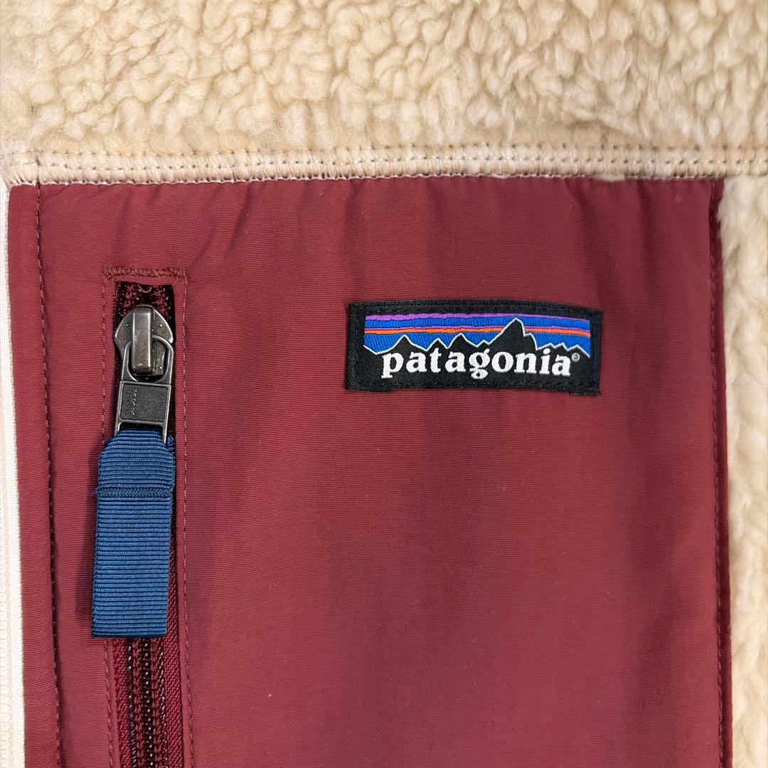 patagonia フリース ベスト L ベージュ/赤