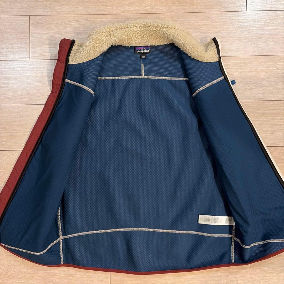 patagonia フリース ベスト L ベージュ/赤