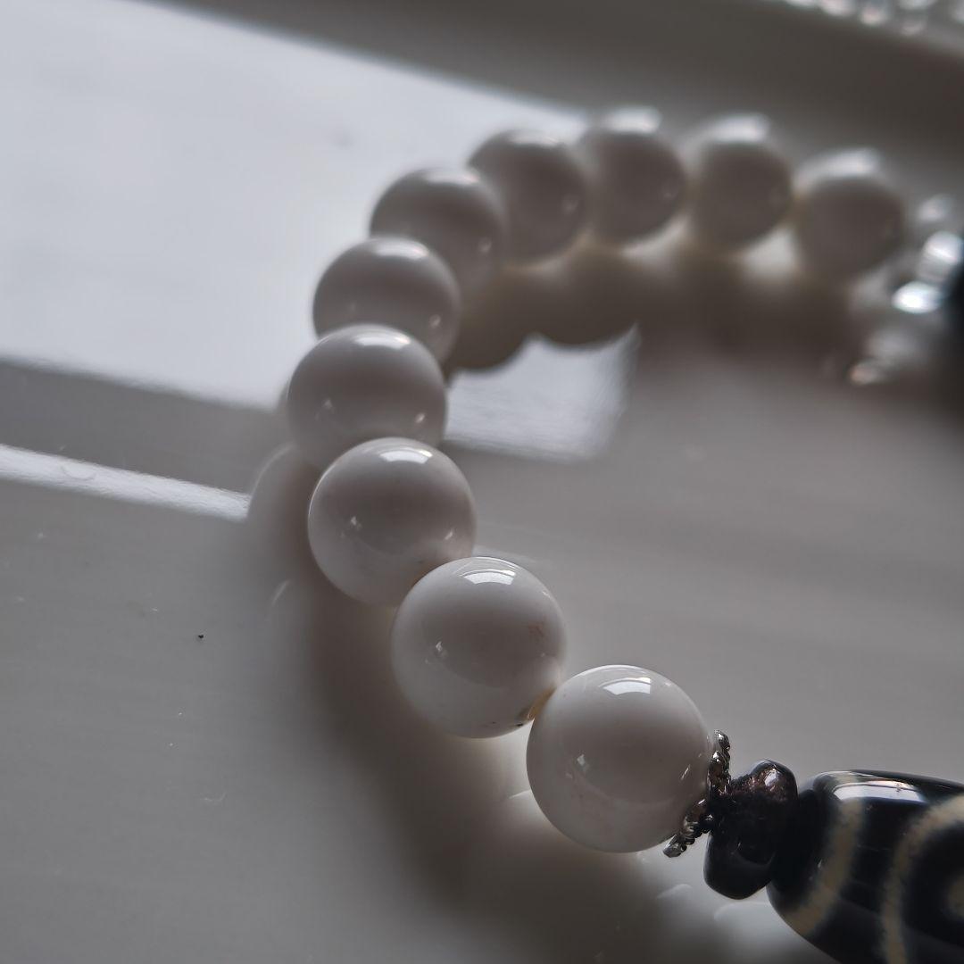 新作♡陰陽太極天珠、黒北投石、天然ホワイトオニキス