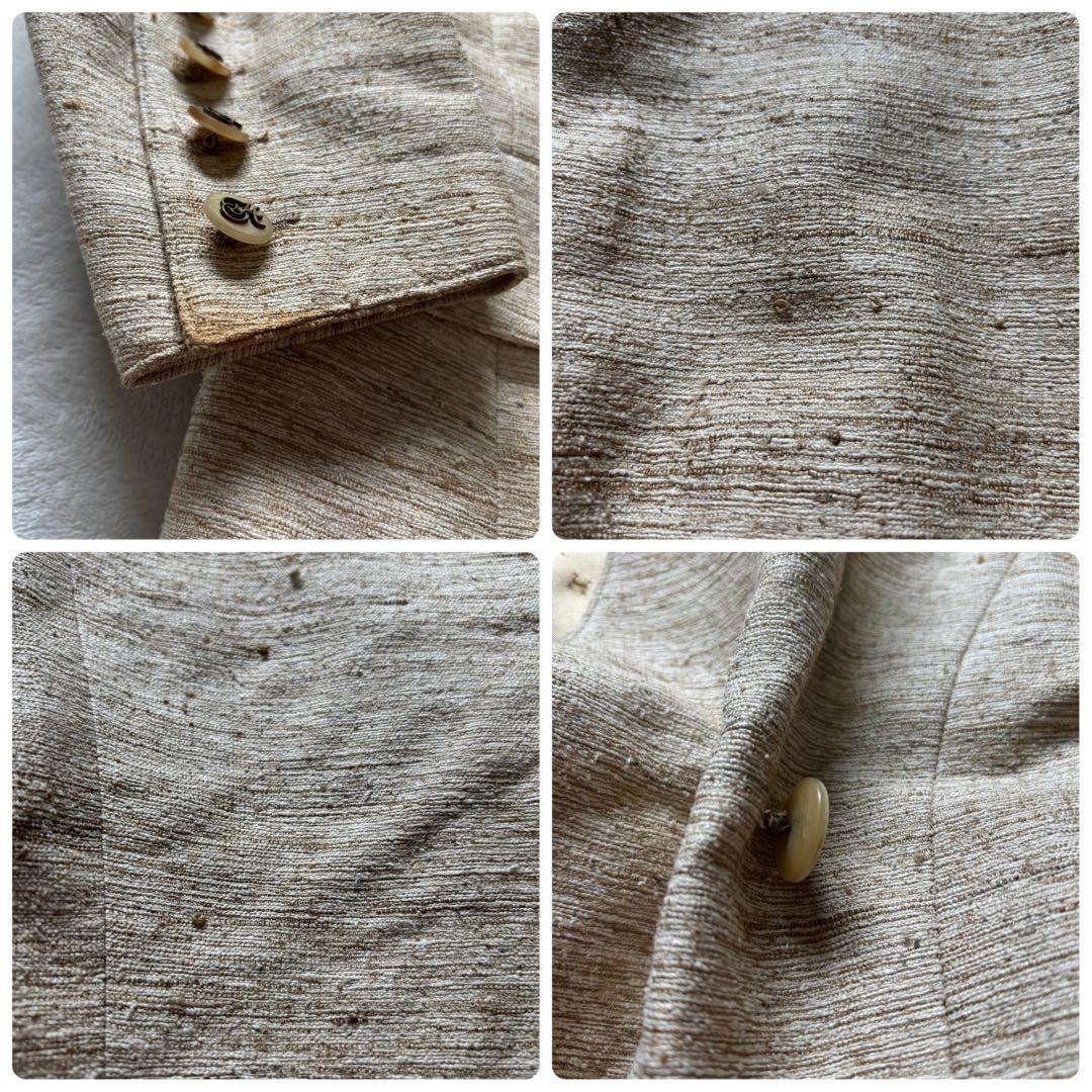 HERMES ジャケット 42 裏地 総柄 ゴールド ロゴ ボタン ブレザー