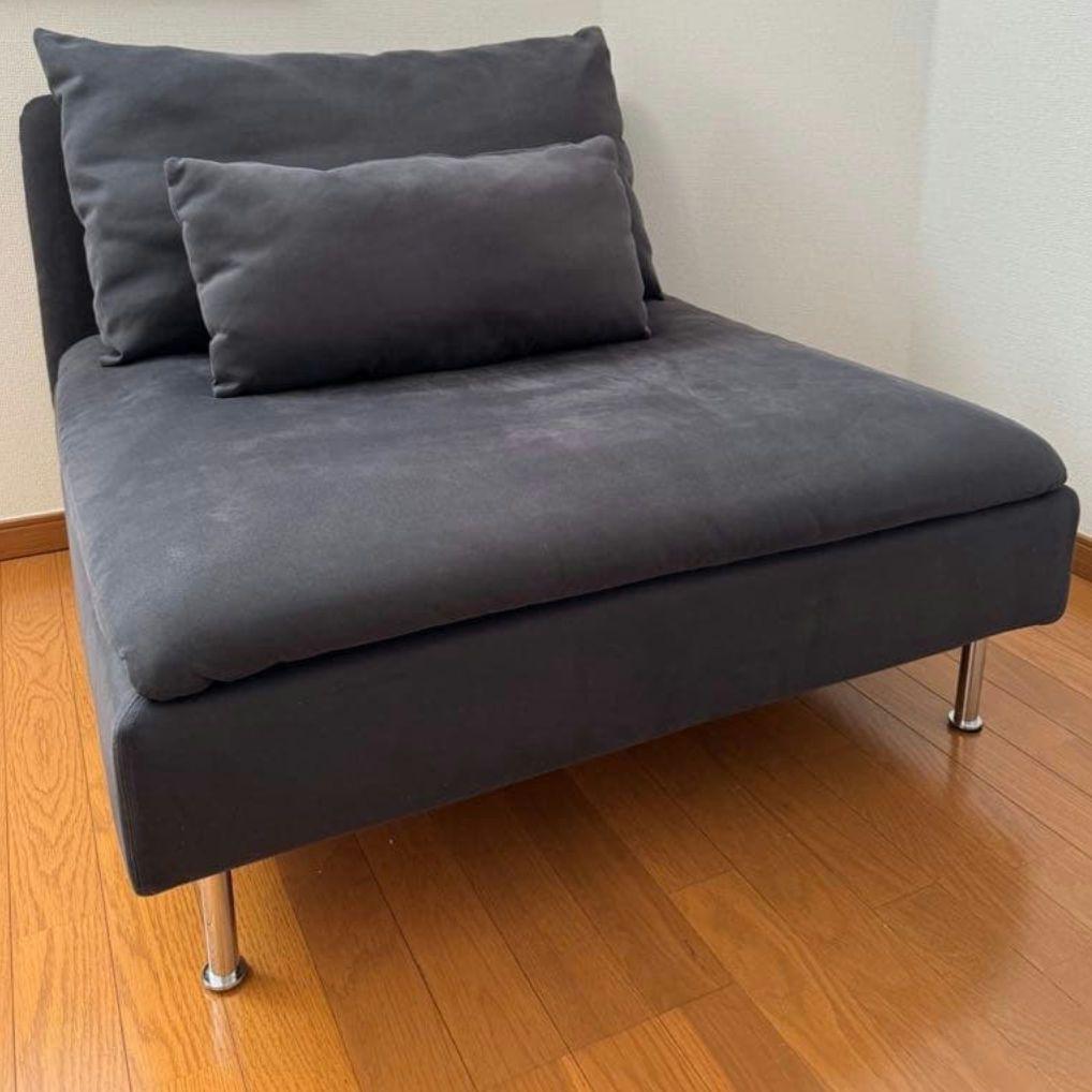 【美品】IKEA ソーデルハムン 1人掛けソファ グレー ひじ掛け設置済み