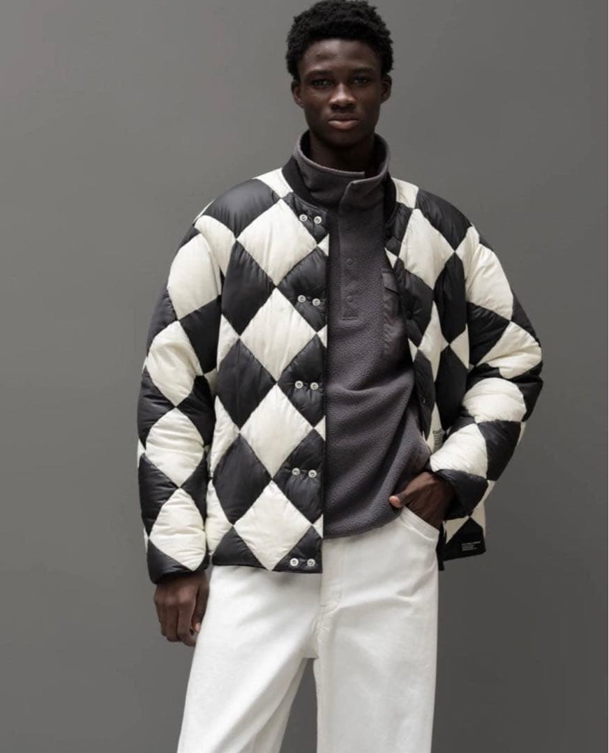 ジャケット・アウター NEIGHBORHOOD CHECKER DOWN JACKET L WHITE