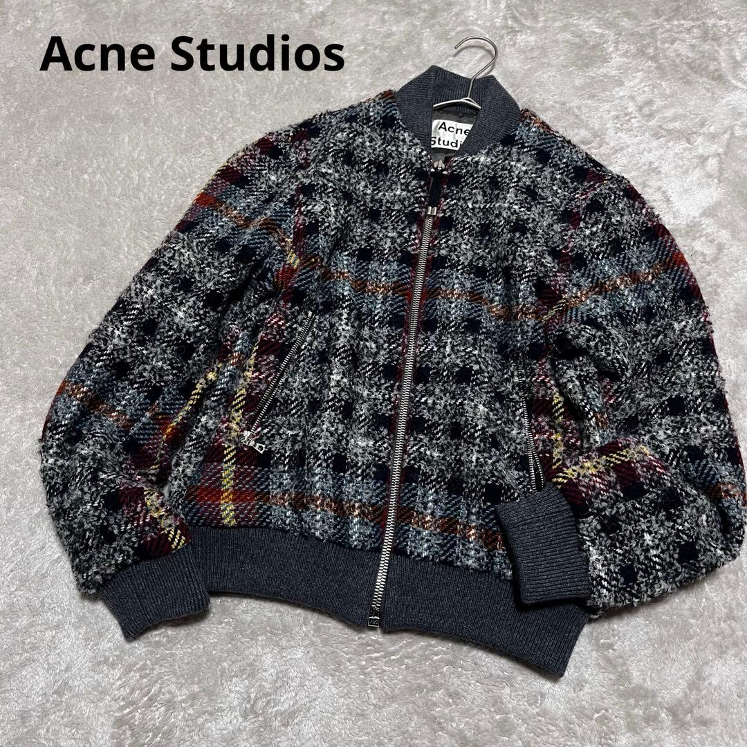 極美品　アクネステュディオス　ツイード　チェック　ブルゾン　MA1 ジャケット