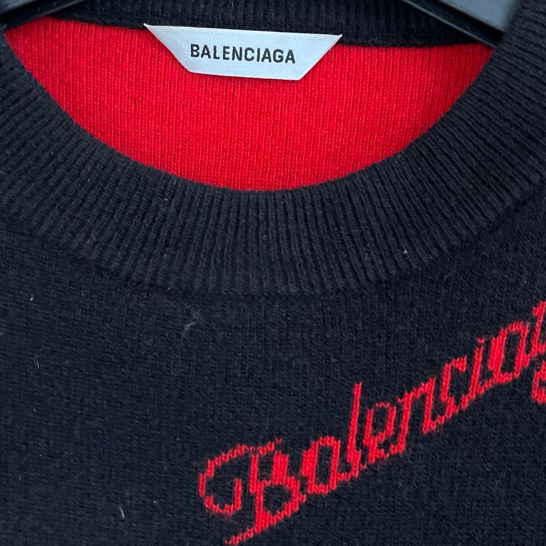 BALENCIAGA バレンシアガ　ロゴセーター ブラック×レッド　黒　赤