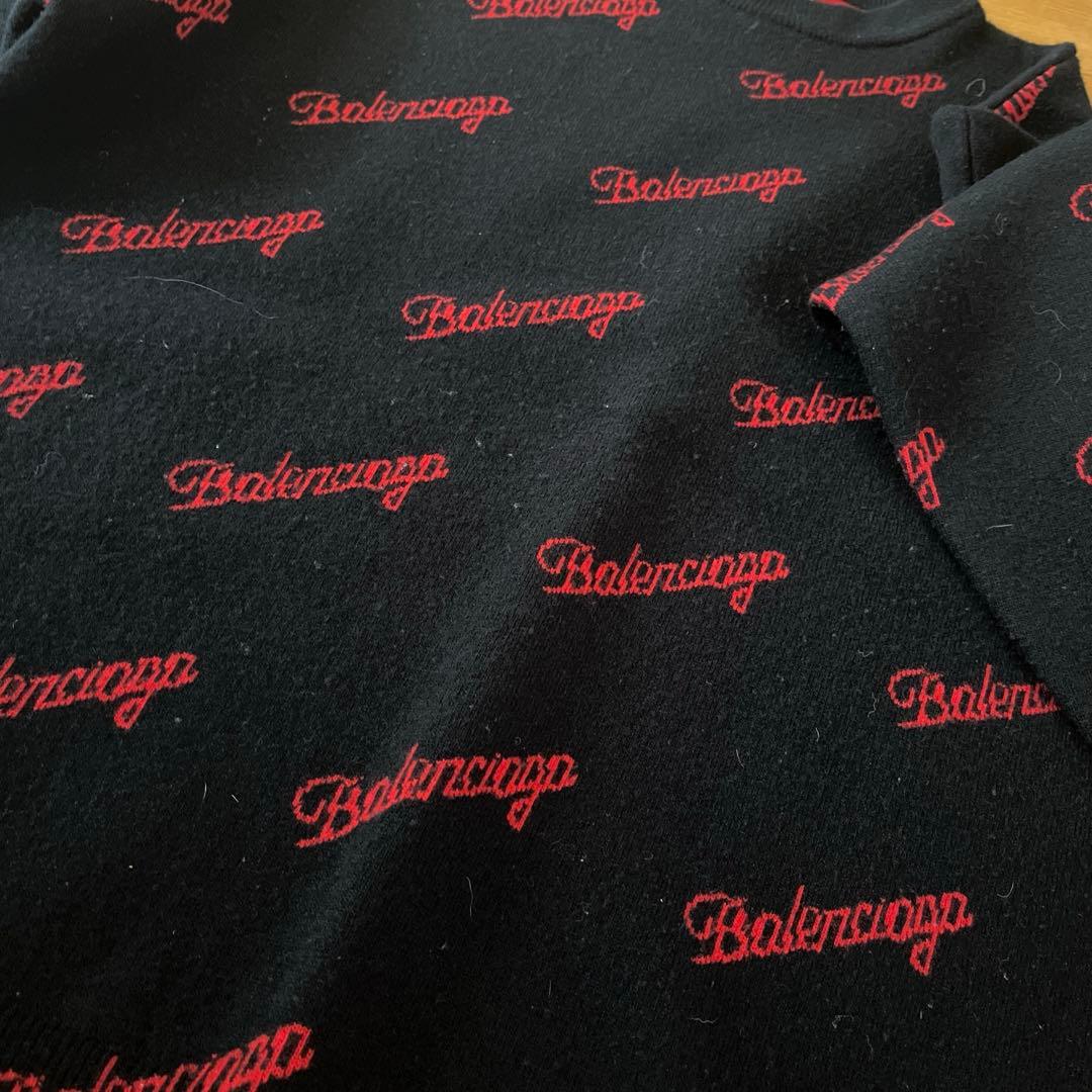 BALENCIAGA バレンシアガ　ロゴセーター ブラック×レッド　黒　赤