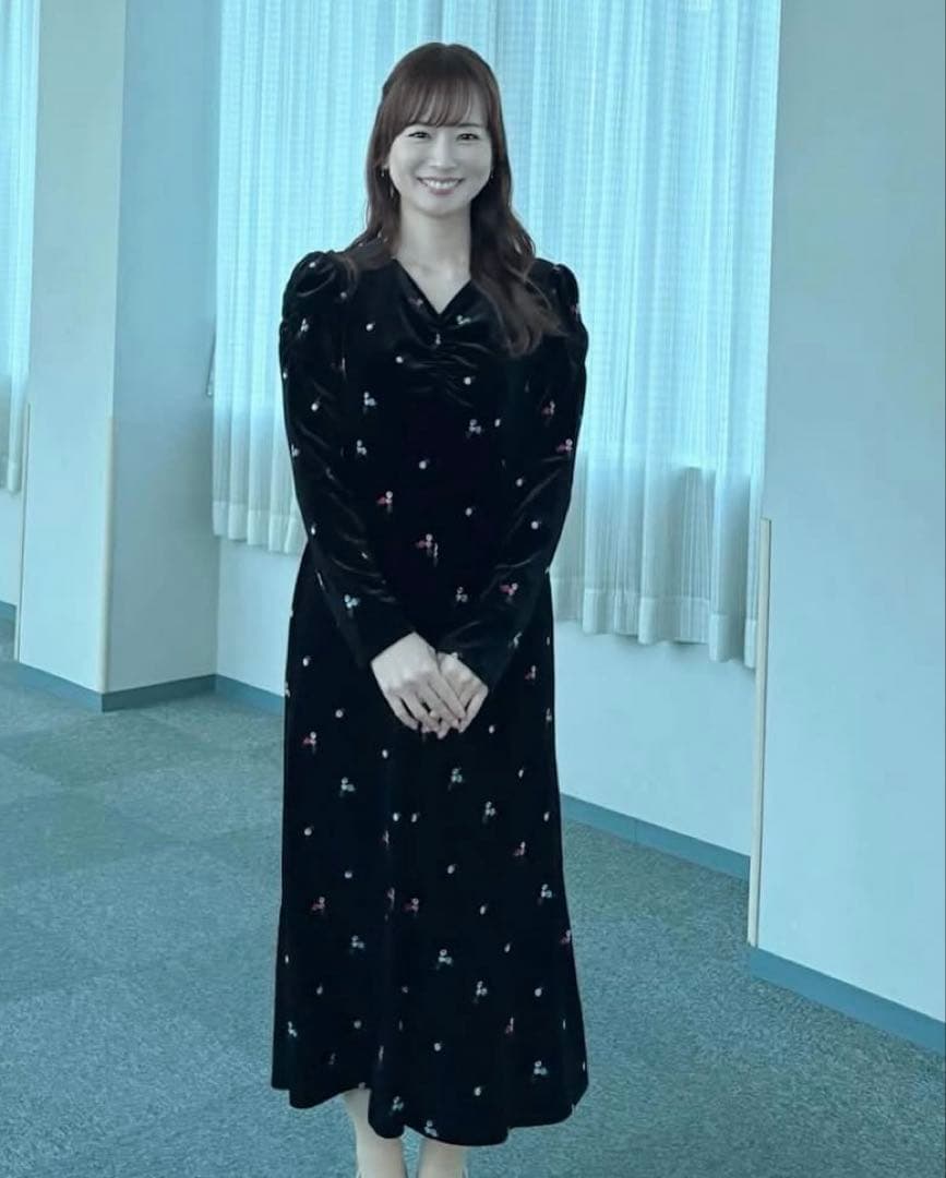 CELFORD セルフォード ベロア総刺繍ワンピース 36 ブラック