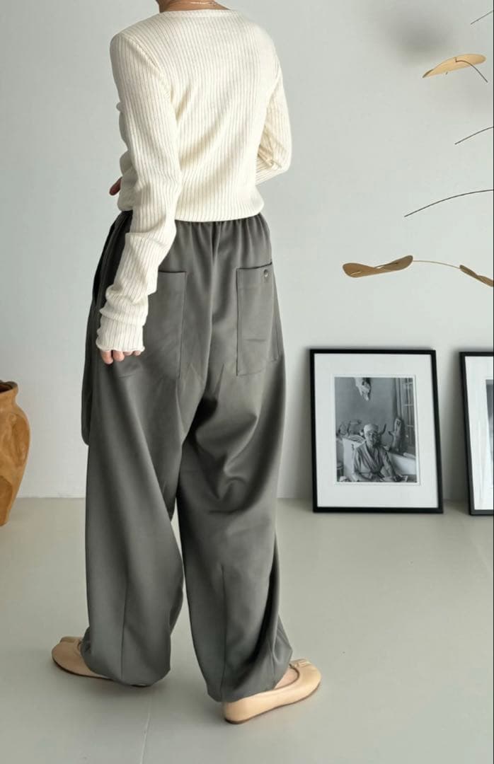パンツ argue WOOL WIDE TUCK PANTS/OLIVE GRAY02