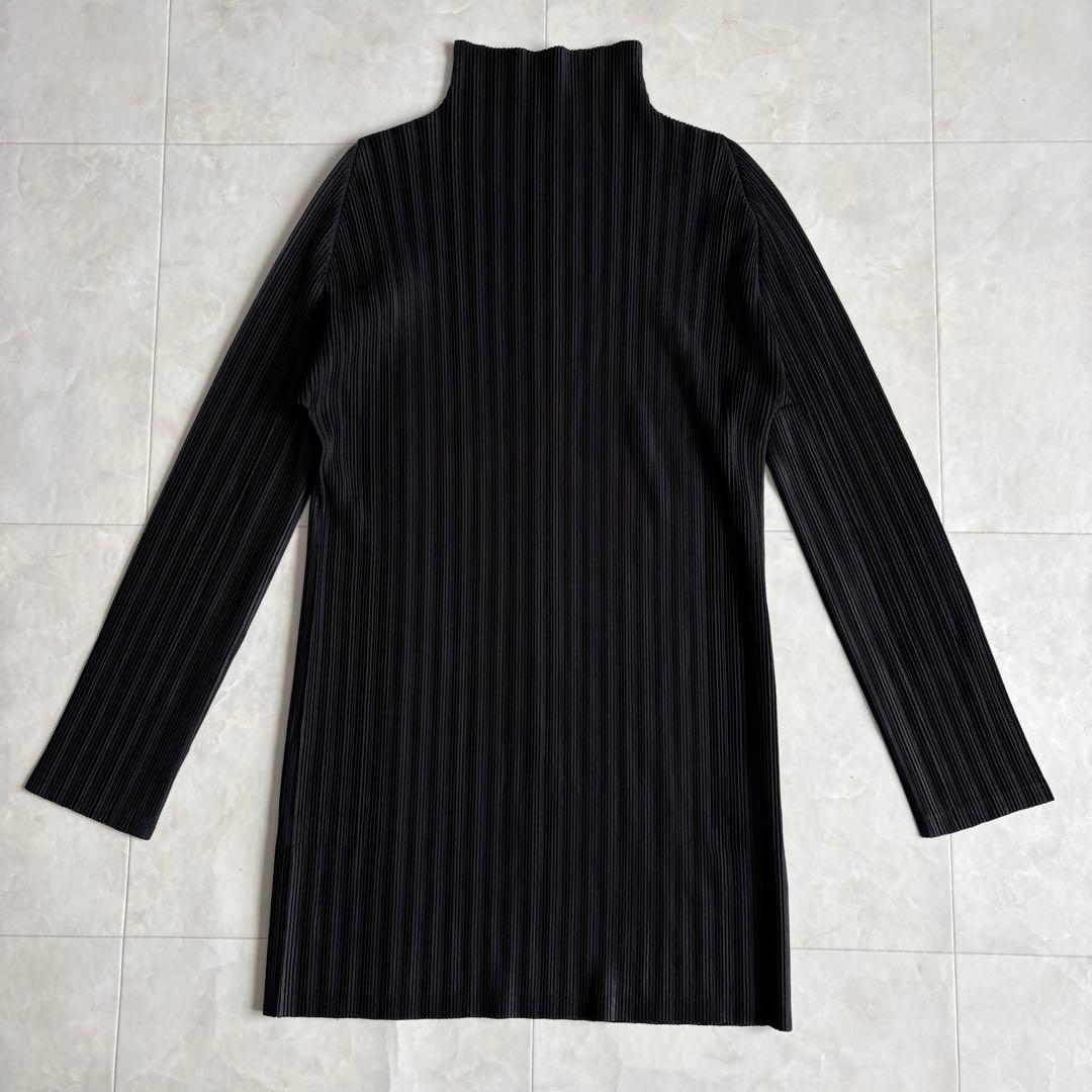 PLEATS PLEASE タートルネック長袖プリーツカットソー 黒3
