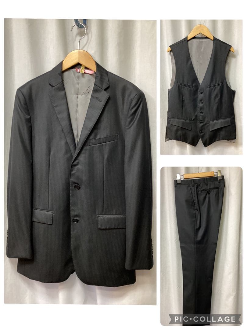 最終値下げ　クリーニング済み　バーバリーブラックレーベル　3ピース　スーツ　①