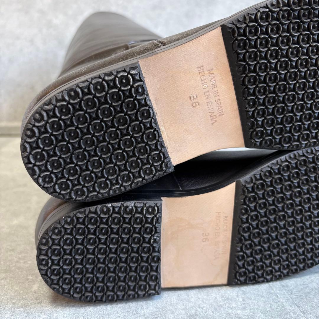 【未使用品】REMME レメ ワイドシャフト レザー ロングブーツ 23cm 黒