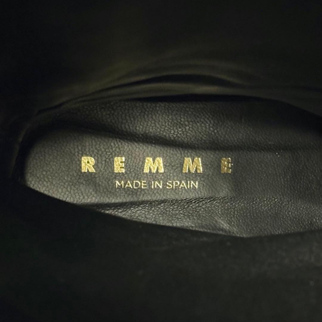 【未使用品】REMME レメ ワイドシャフト レザー ロングブーツ 23cm 黒