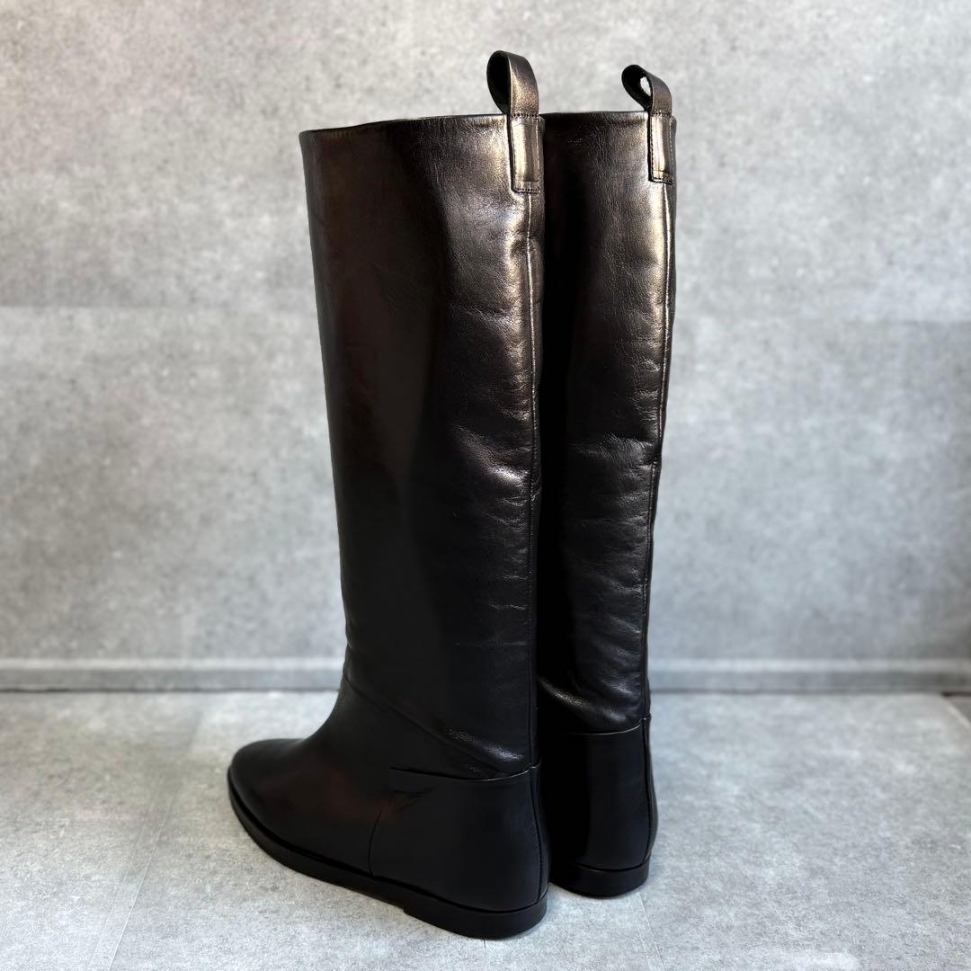 【未使用品】REMME レメ ワイドシャフト レザー ロングブーツ 23cm 黒