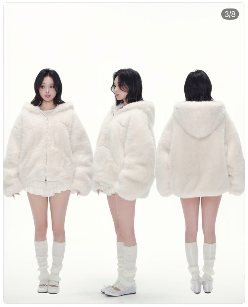ジャケット・アウター andwang Kirakira 2way fur zip up white