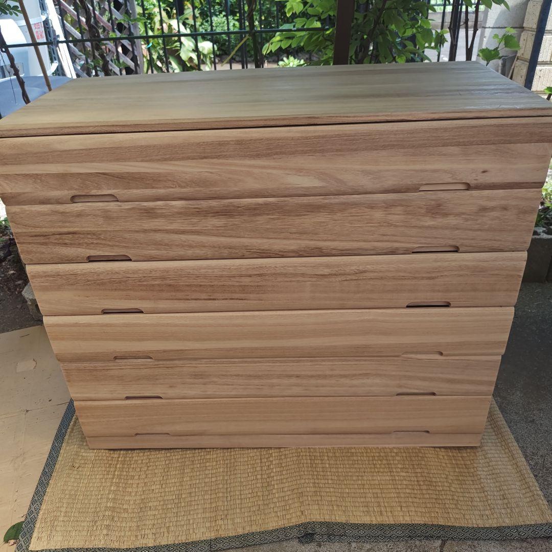 美品　桐箪笥　桐タンス　シンプル6段チェスト　着物収納　キャスター付