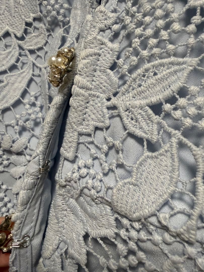 Self-Portrait スカイブルー レースミニドレス