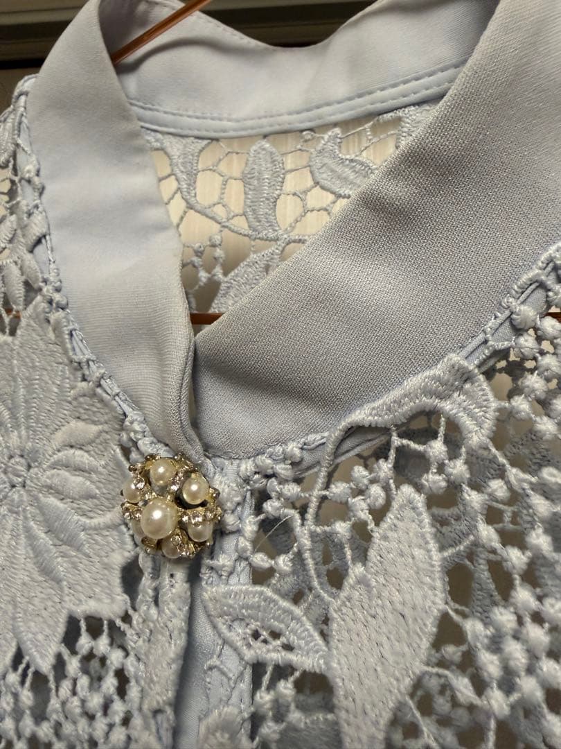 Self-Portrait スカイブルー レースミニドレス