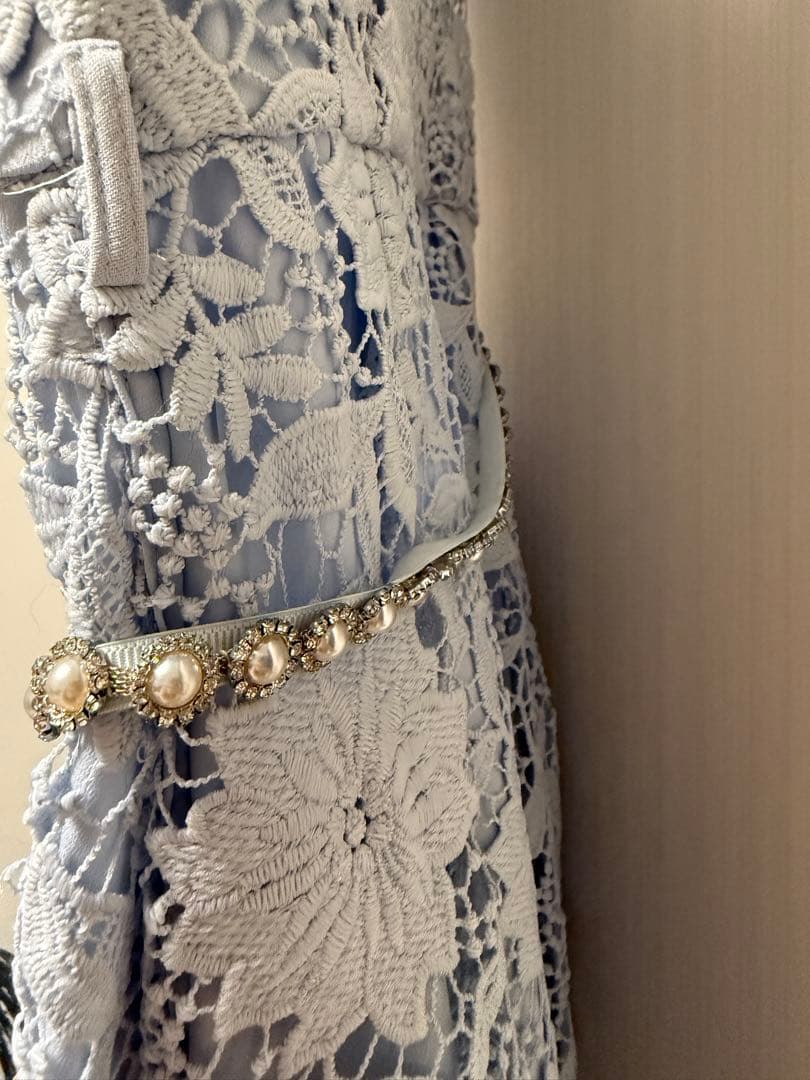 Self-Portrait スカイブルー レースミニドレス